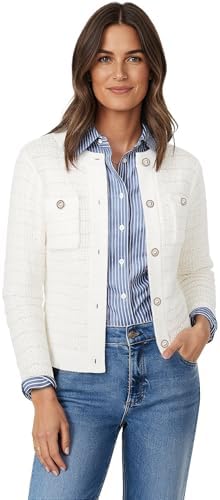 Womens 2024 Long Sleeve Crew Neck Cardigan Button Down Knitted Shirt Outerwear with Pockets White at Amazon Women’s Clothing store