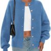 PRETTYGARDEN Cardigan for Women 2026 Fall Fashion Long Sleeve Trendy Button Down Work Office Sweaters Cute Winter Jacket (Grey Blue,Small) at Amazon Women’s Clothing store