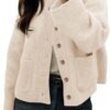 Cicy Bell Womens Chunky Knit Cardigan Sweaters Button Down Mock Neck Open Front Jacket Winter Casual Outerwear with Pockets Beige at Amazon Women’s Clothing store
