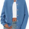 PRETTYGARDEN Cardigan for Women 2026 Fall Fashion Long Sleeve Trendy Button Down Work Office Sweaters Cute Winter Jacket (Grey Blue,Small) at Amazon Women’s Clothing store