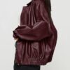 PRETTYGARDEN Women's Faux Leather Motorcycle Jacket Trendy Fall Spring Clothes Oversized Zip Up Winter Coat Outerwear (Wine Red,Large) at Amazon Women's Coats Shop