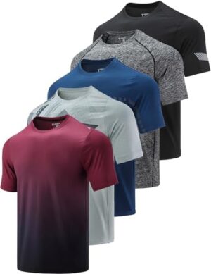 5 Pack Men’s Active Quick Dry Crew Neck T Shirts | Athletic Running Gym Workout Short Sleeve Tee Tops Bulk (Set 3, Large) : Clothing, Shoes & Jewelry
