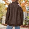 AUTOMET Women's Oversized Faux Leather Jacket - Fall Motorcycle Style Coat with Zipper Closure Brown M at Amazon Women's Coats Shop