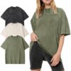 PEHMEA 3 Pcs Women's Oversized T-Shirts Cotton Short Sleeve Vintage Washed Baggy Boyfriend Streetwear Summer Tops(Black+Beige+ArmyGreen-L) at Amazon Women’s Clothing store