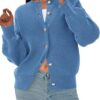 PRETTYGARDEN Cardigan for Women 2026 Fall Fashion Long Sleeve Trendy Button Down Work Office Sweaters Cute Winter Jacket (Grey Blue,Small) at Amazon Women’s Clothing store