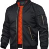TACVASEN Black Bomber Jacket Men Zip Up Winter Windbreaker Lightweight Softshell Coats Outwear Black, M at Amazon Men’s Clothing store