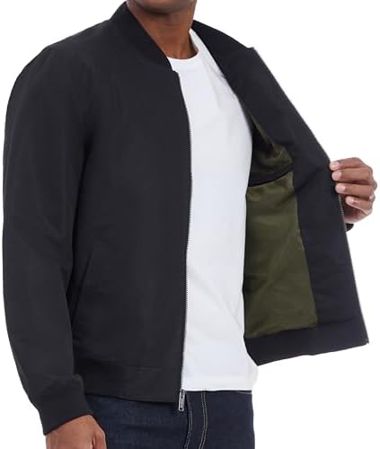 Michael Kors Men's Lightweight Bomber Jacket, Wind and Water Resistant, Black, Large at Amazon Men’s Clothing store