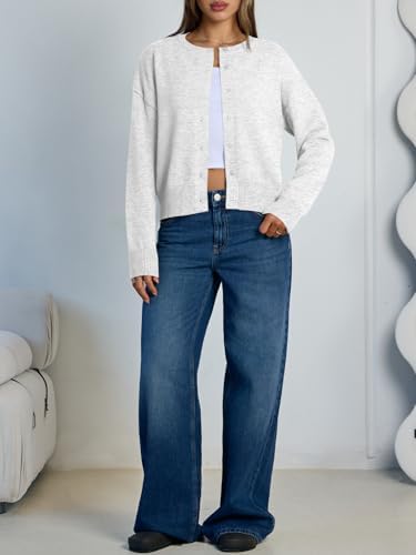 Trendy Queen Cropped Cardigan Sweaters for Women Lightweight Y2k Fall Outfits Spring Fashion Clothes 2026 Grey M at Amazon Women’s Clothing store