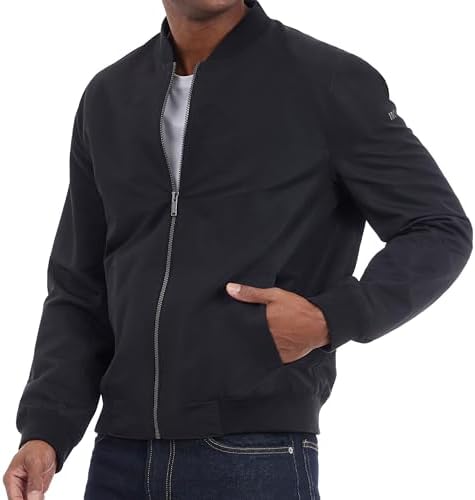 Michael Kors Men's Lightweight Bomber Jacket, Wind and Water Resistant, Black, Large at Amazon Men’s Clothing store